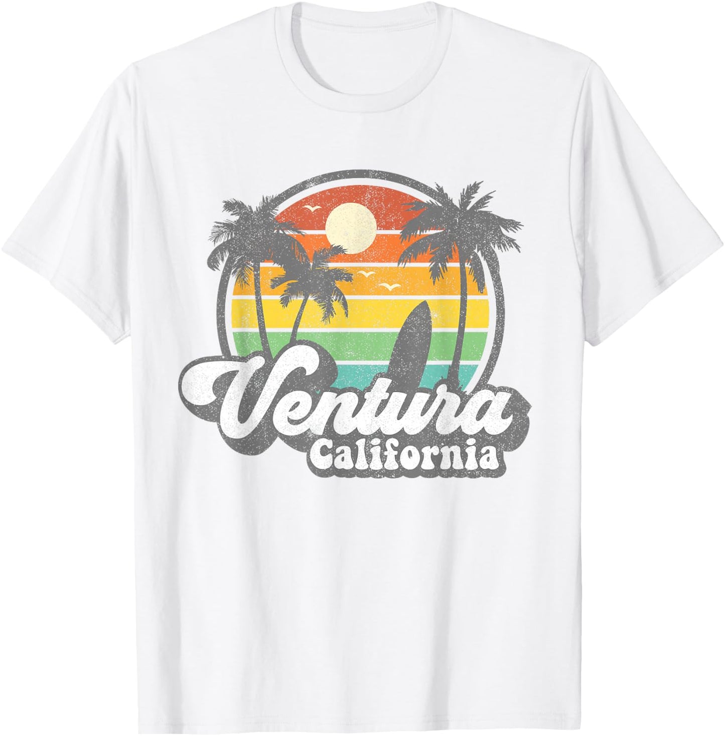 Vintage Ventura Beach California CA Surfing Retro Surf Gift T-Shirt - T-Shirt | White