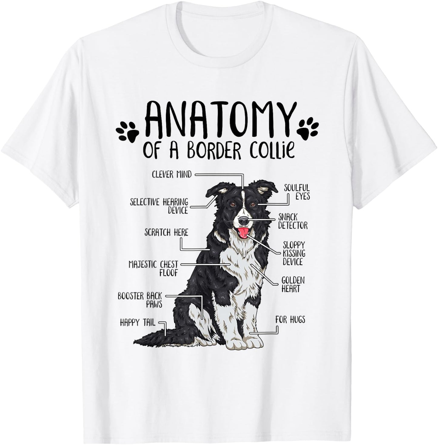 Funny Anatomy Border Collie Dog Lover Border Collie Owner T-Shirt - T-Shirt | White