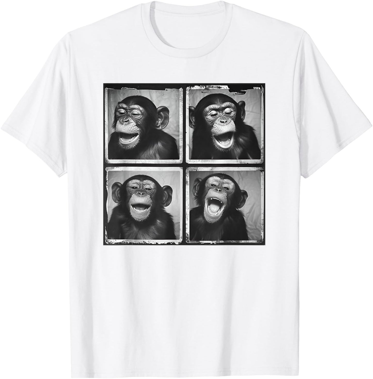 Laughing Chimpanzee Face Portrait Quirky Funny Zoo Animal T-Shirt - T-Shirt | White
