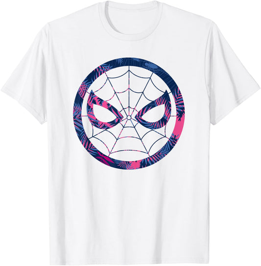 Marvel Spider-Man Mask Tropical Print T-Shirt - T-Shirt | White
