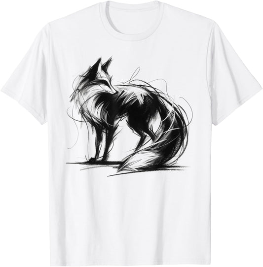 Black Charcoal Fox Animal Lover Vixen Outfit T-Shirt - T-Shirt | White