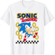 Sonic The Hedgehog Running By Golden Rings Retro Shot T-Shirt - T-Shirt | White