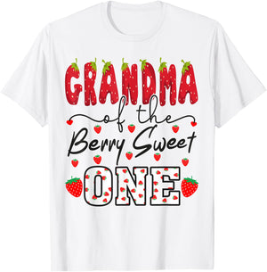 Grandma Of The Berry Sweet One Strawberry T-Shirt - T-Shirt | White
