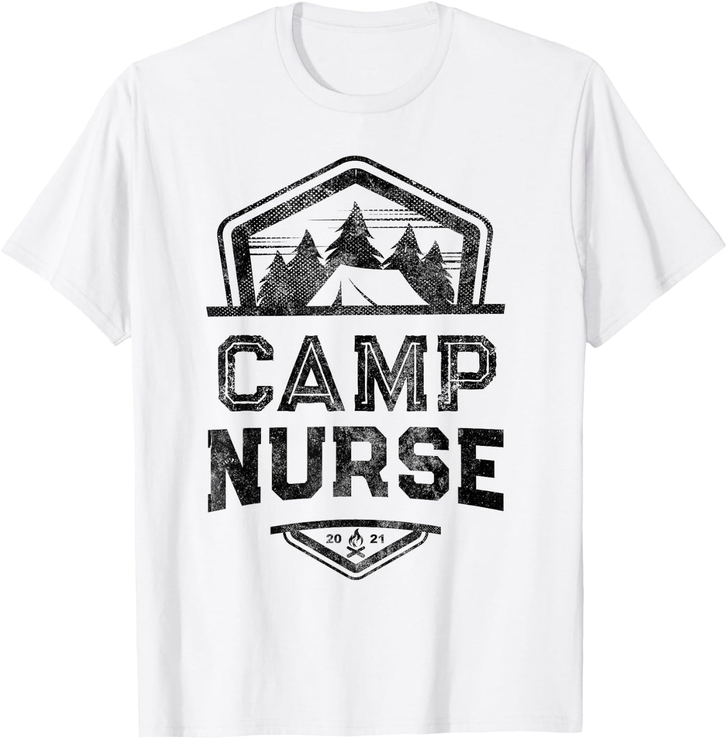 Vintage CAMP NURSE Medical Staff Campground Crew Orange T-Shirt - T-Shirt | White