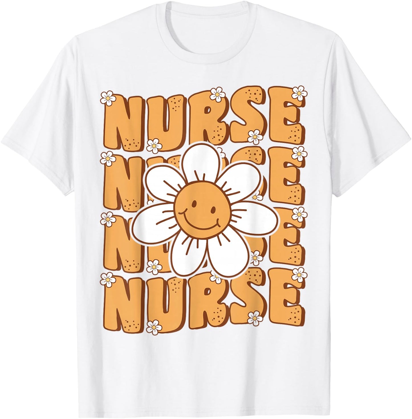 Groovy Nurse Cute Daisy Flower Retro School Nurse ICU CNA RN T-Shirt - T-Shirt | White