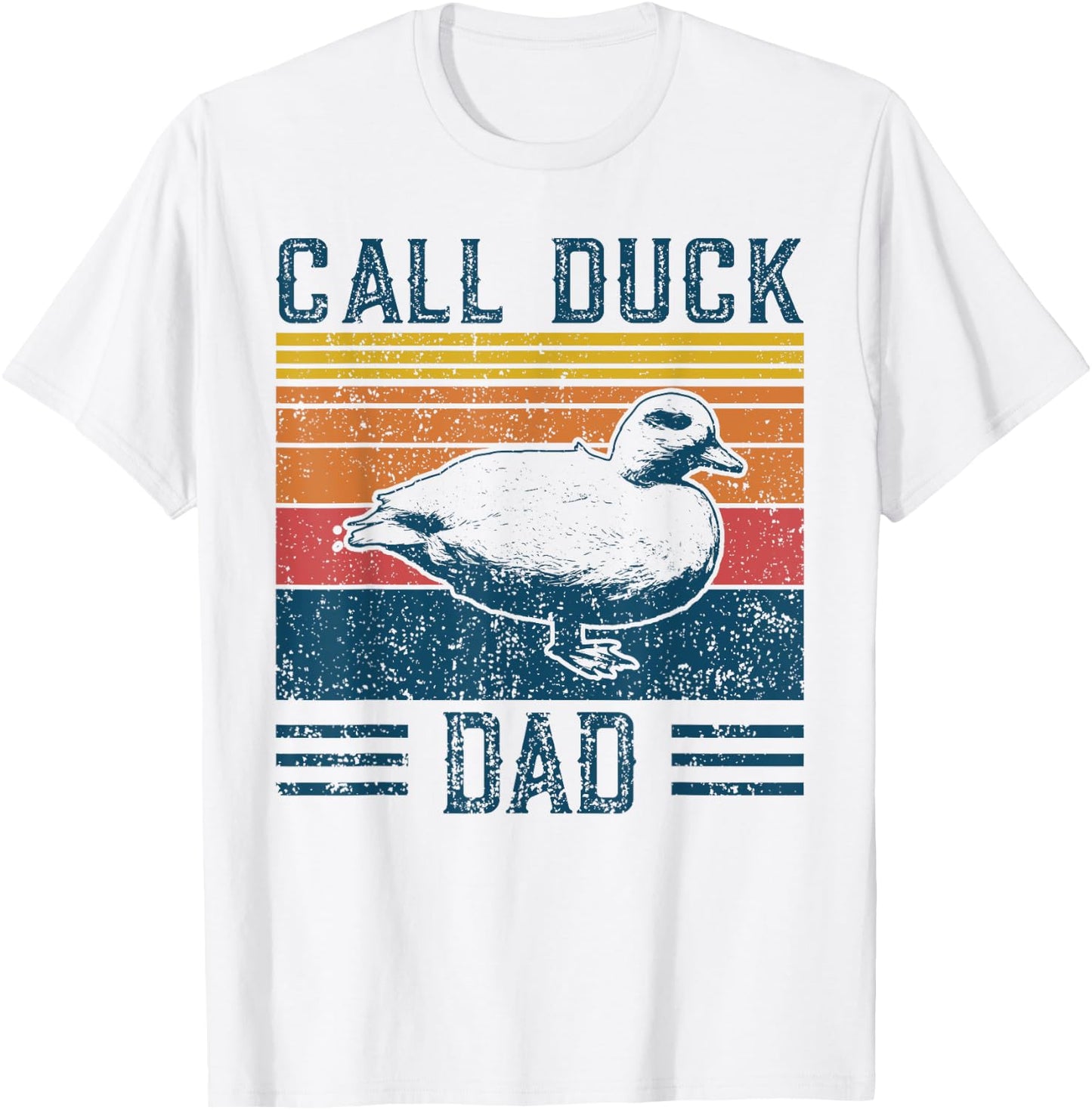 Best Duck Dad Men - Vintage Call Duck T-Shirt - T-Shirt | White