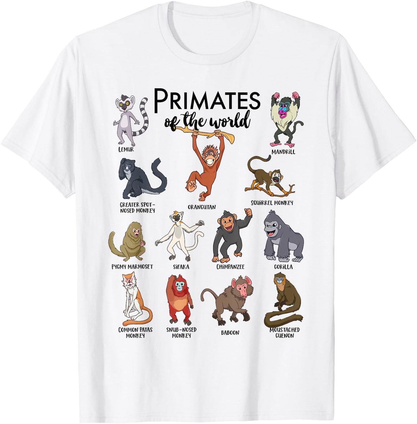 Different monkeys - types of primates T-Shirt - T-Shirt | White