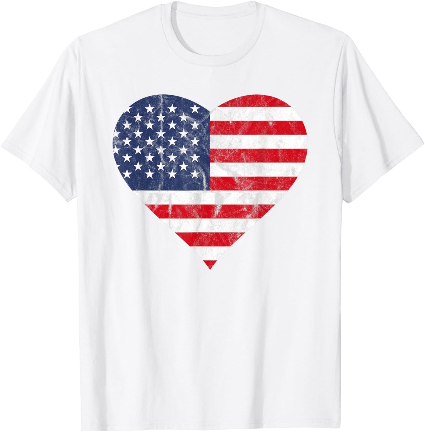 Fourth Of July American Flag Vintage Heart Cute Independence Women Kids Men T-Shirt - T-Shirt | White