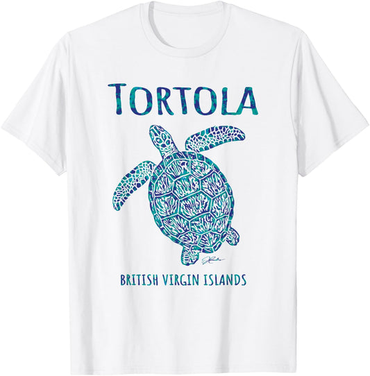 JCombs: Tortola, BVI, Sea Turtle, Beach T-Shirt - T-Shirt | White