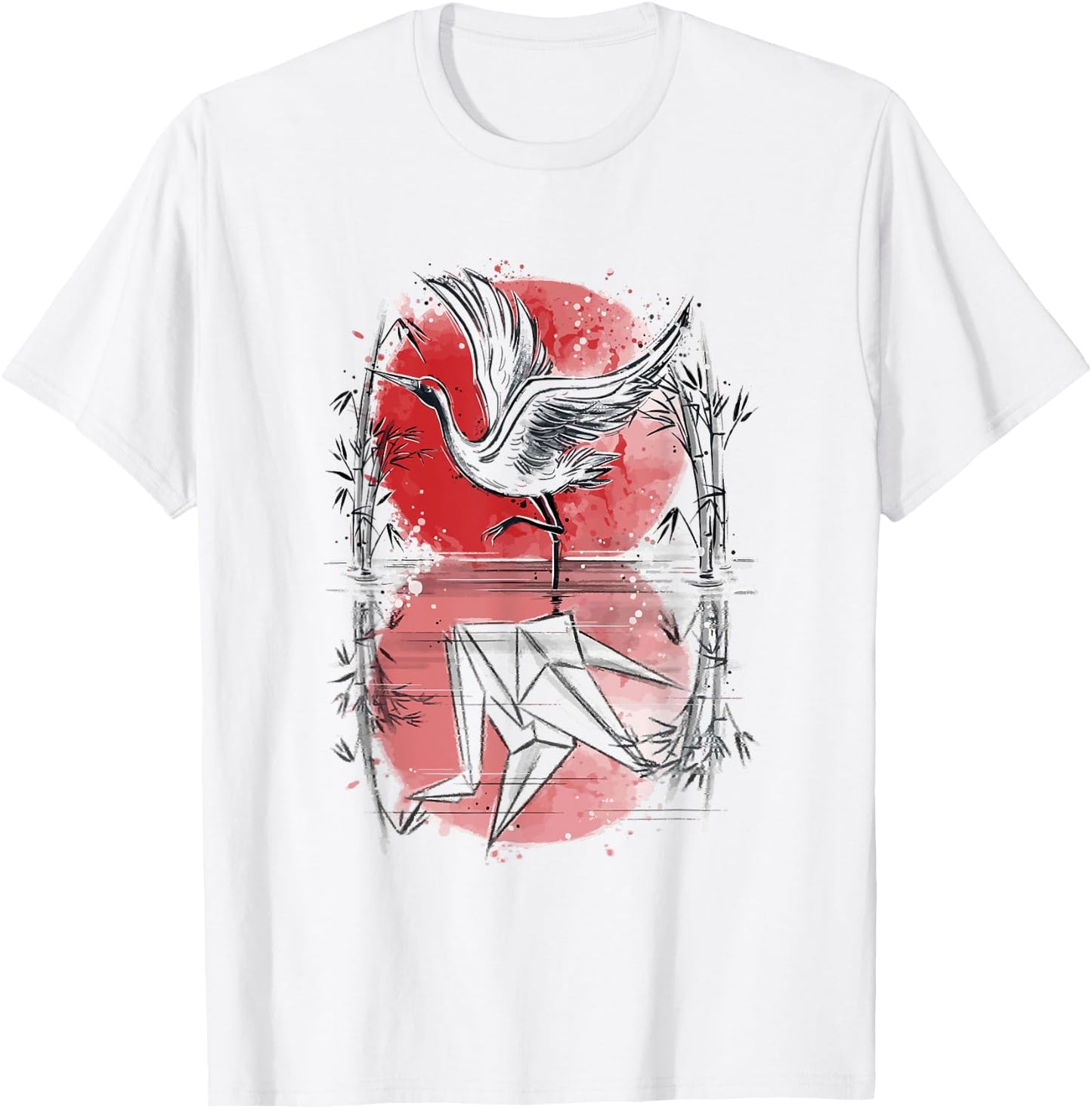 Peace Origami Crane Japanese crane flying T-Shirt - T-Shirt | White