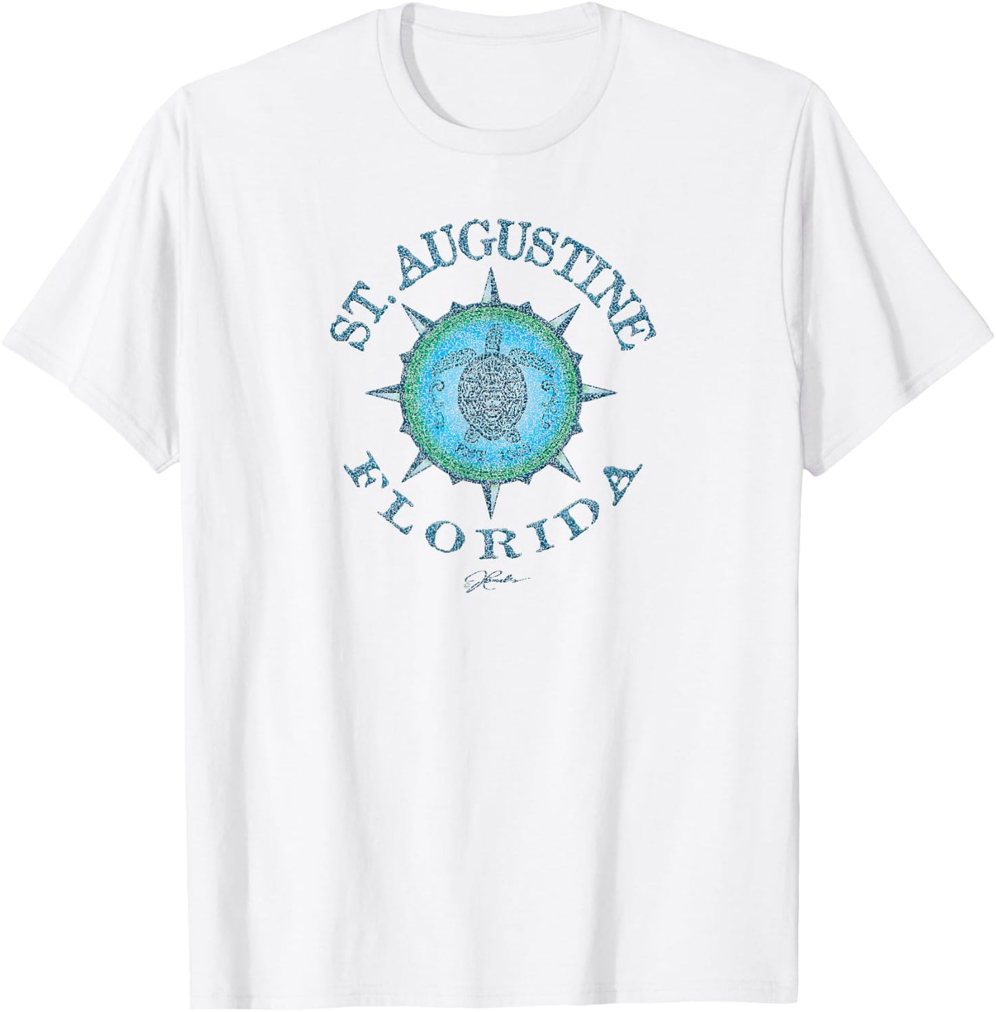 JCombs: St. Augustine, FL, Sea Turtle on Windrose T-Shirt - T-Shirt | White