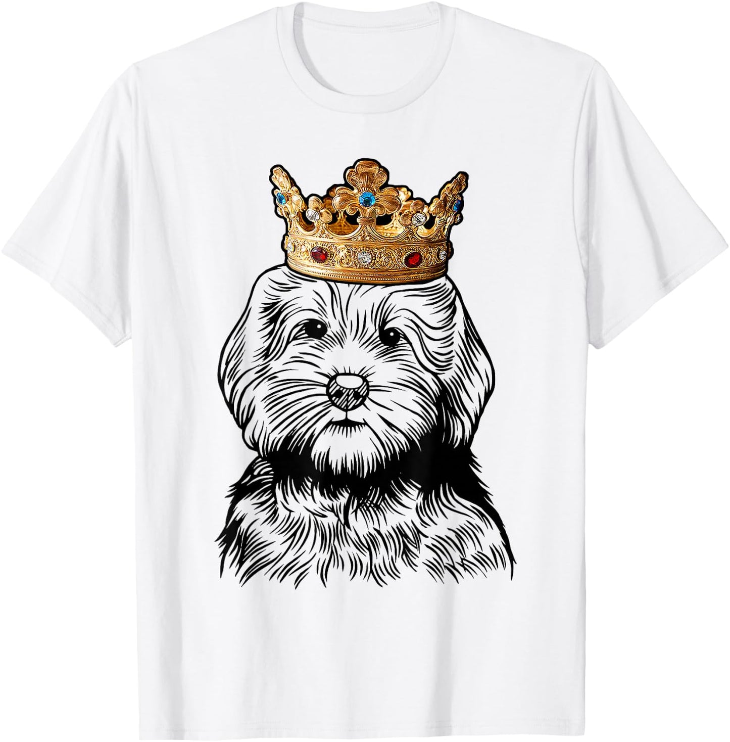 Goldendoodle Dog Wearing Crown T-Shirt - T-Shirt | White