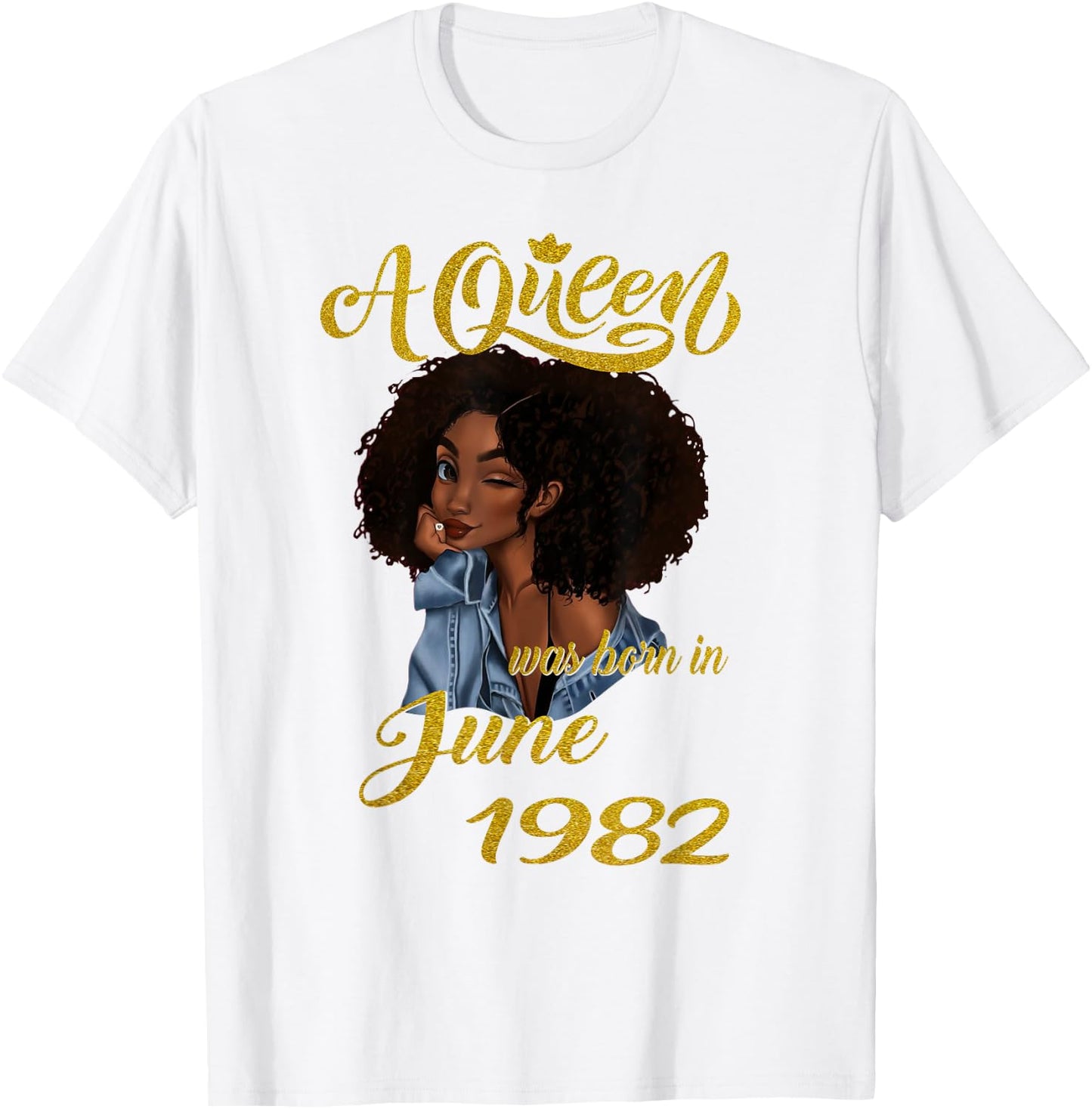 A Queen Was Born in June 1982 39th Birthday Gift T-Shirt - T-Shirt | White