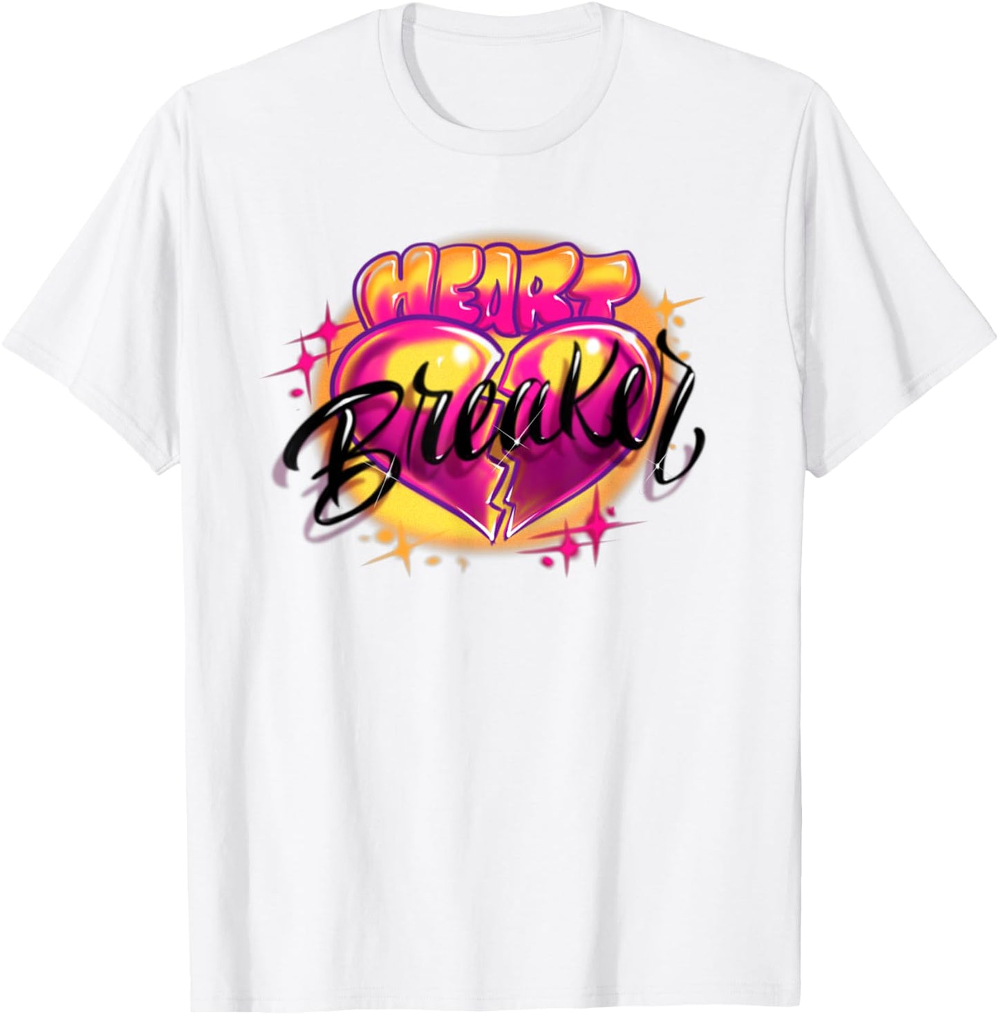 Classic Airbrush Style Illustration Pink Swirls, Heart T-Shirt - T-Shirt | White