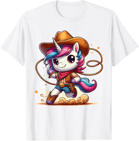 Western Rodeo Cowboy Hat Unicorn Texas Animals T-Shirt - T-Shirt | White