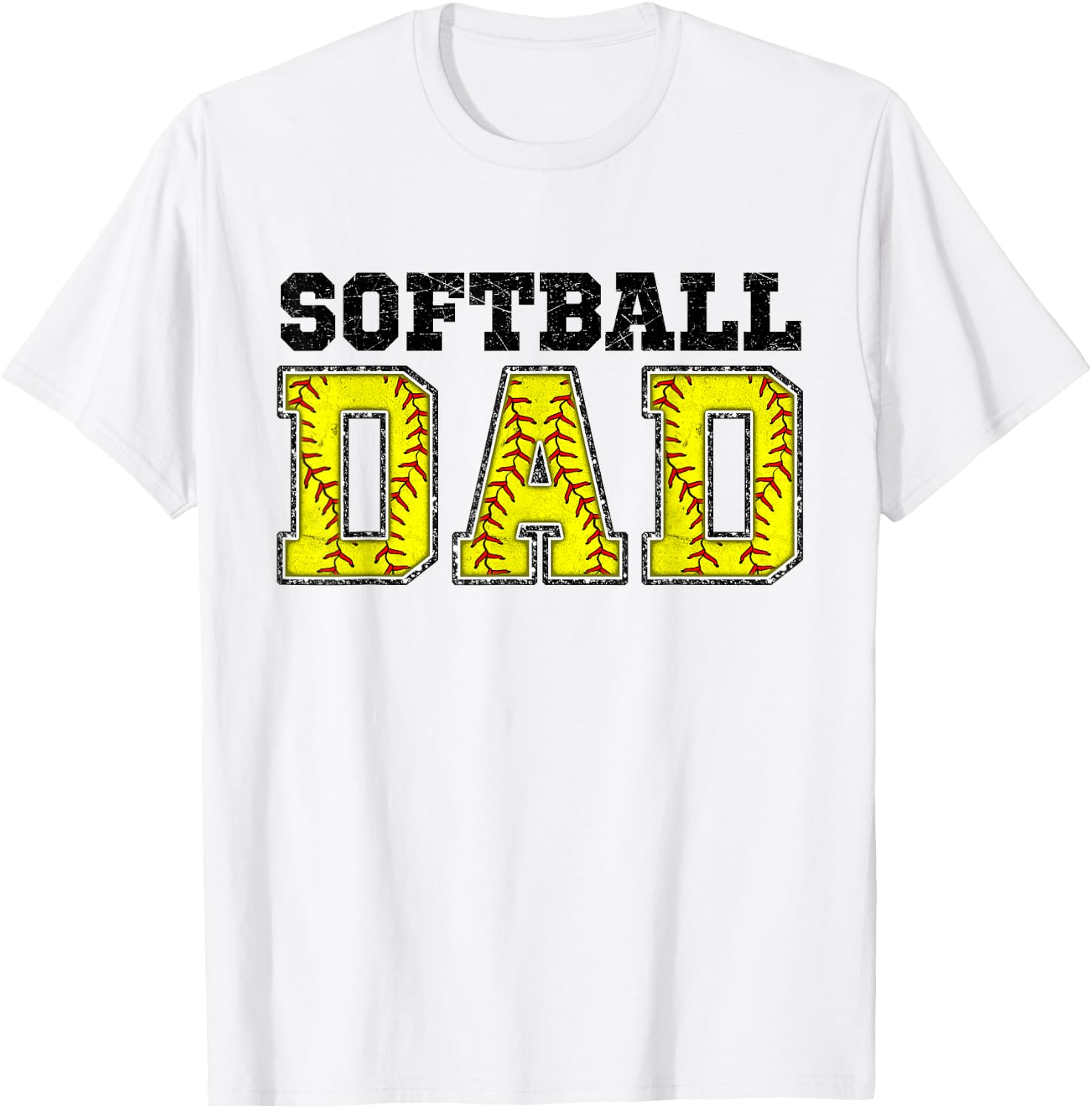 Softball Dad Happy Father's Day Men Wife Daughter Girl Kids T-Shirt - T-Shirt | White