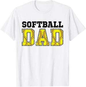 Softball Dad Happy Father's Day Men Wife Daughter Girl Kids T-Shirt - T-Shirt | White