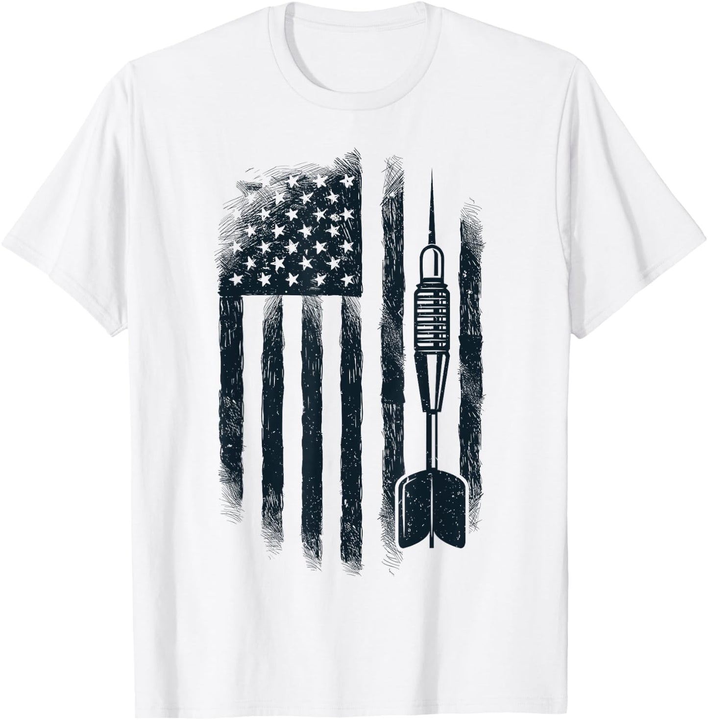 American Flag Darts Player Vintage USA Dart 4th of July Gift T-Shirt - T-Shirt | White