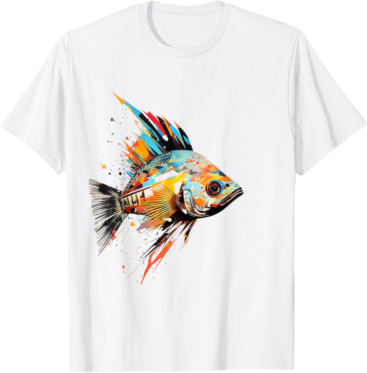 Fish Animal Abstract Zoo Colorful Art Painting Fish T-Shirt - T-Shirt | White