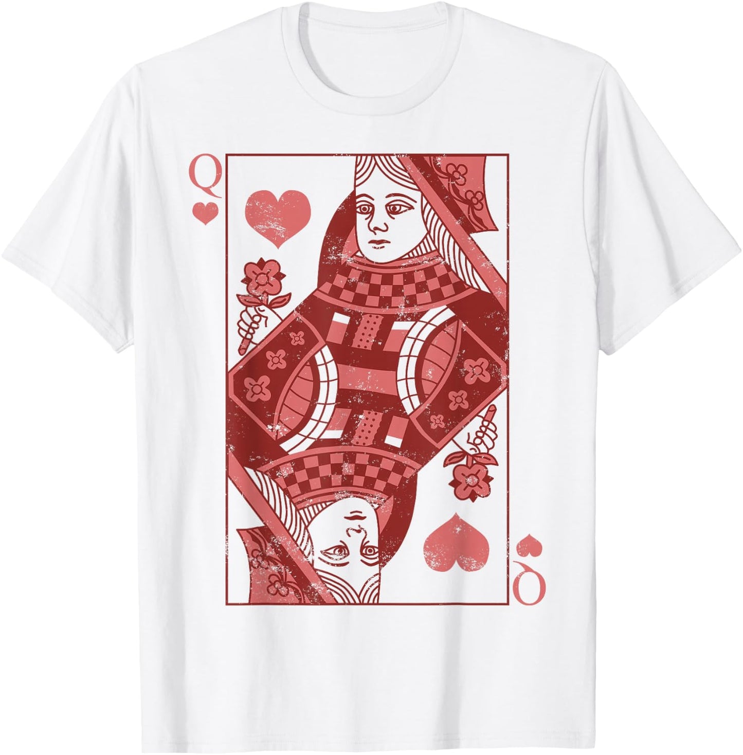 Queen of Hearts Classic Card Game Icon Valentine Graphic T-Shirt - T-Shirt | White