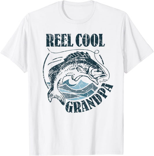 Reel Cool Grandpa Fishing Dad Gifts Father's Day Fisherman T-Shirt - T-Shirt | White