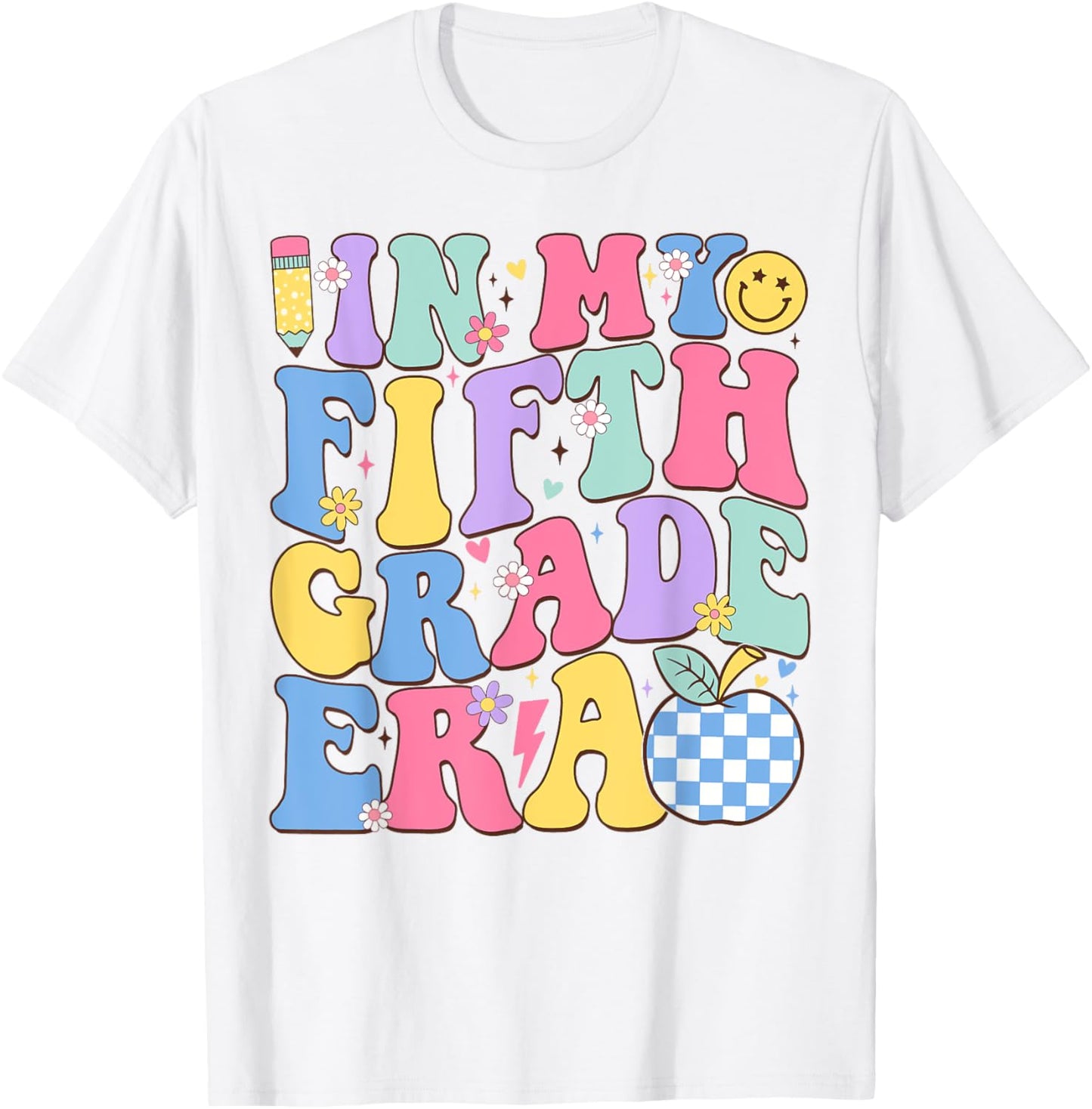 In My Fifth Grade Era Groovy Back To School Teachers Kids T-Shirt - T-Shirt | White