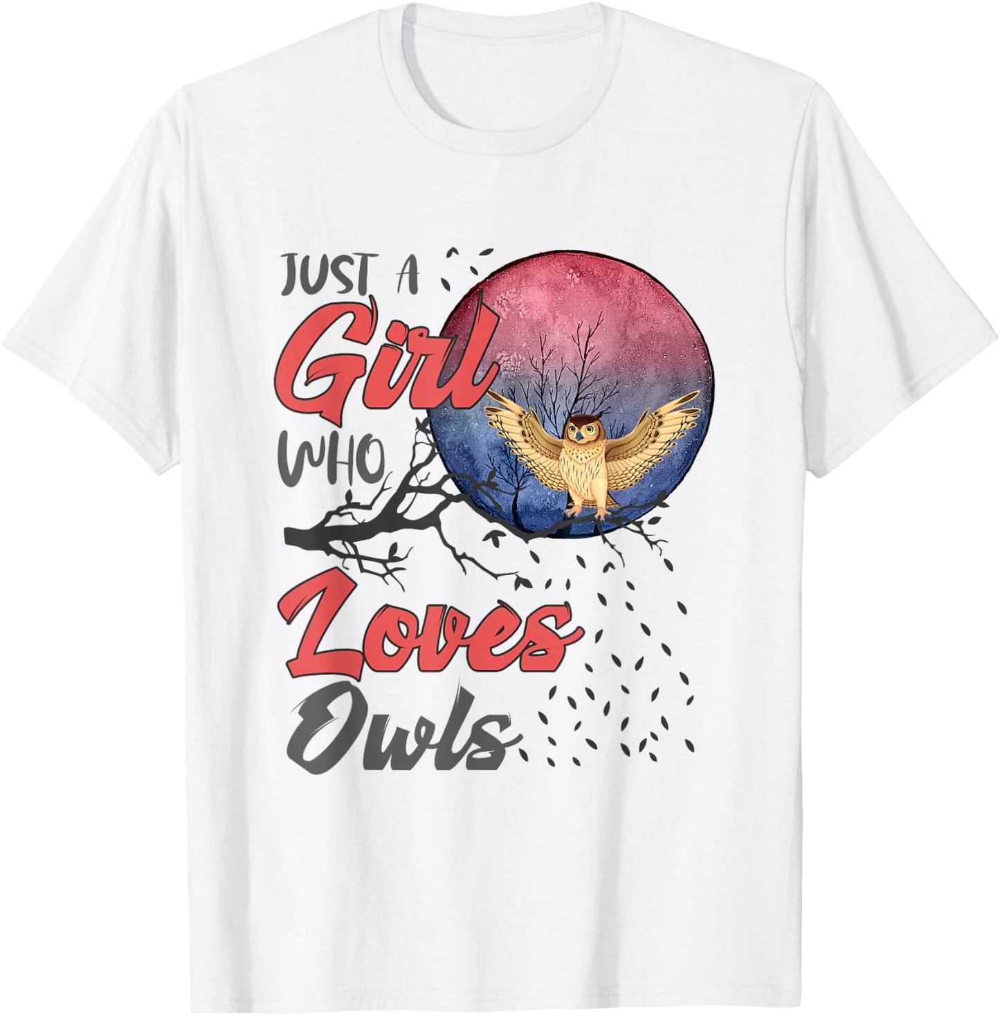 Cute Just a Girl Who Loves Owls Girls Women Bird Watchers T-Shirt - T-Shirt | White