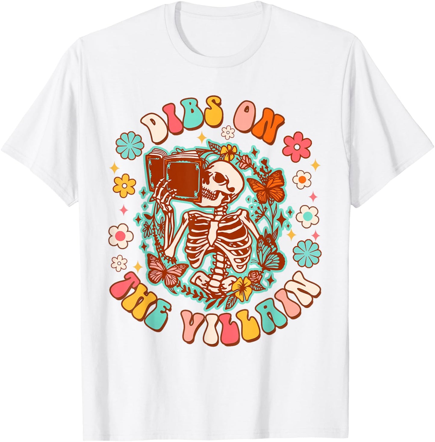 Romance Book Lover Bookworm Bookish Dibs On The Villain T-Shirt - T-Shirt | White