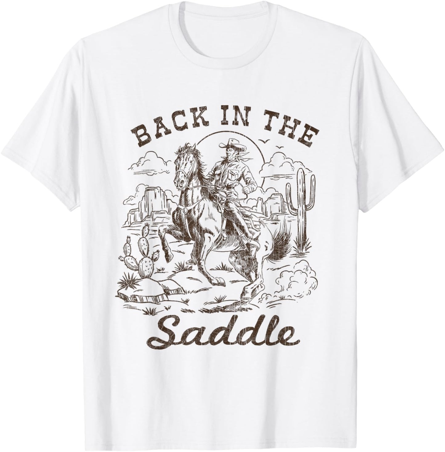Back in the Saddle Western Retro Vintage Rodeo Horse Riding T-Shirt - T-Shirt | White