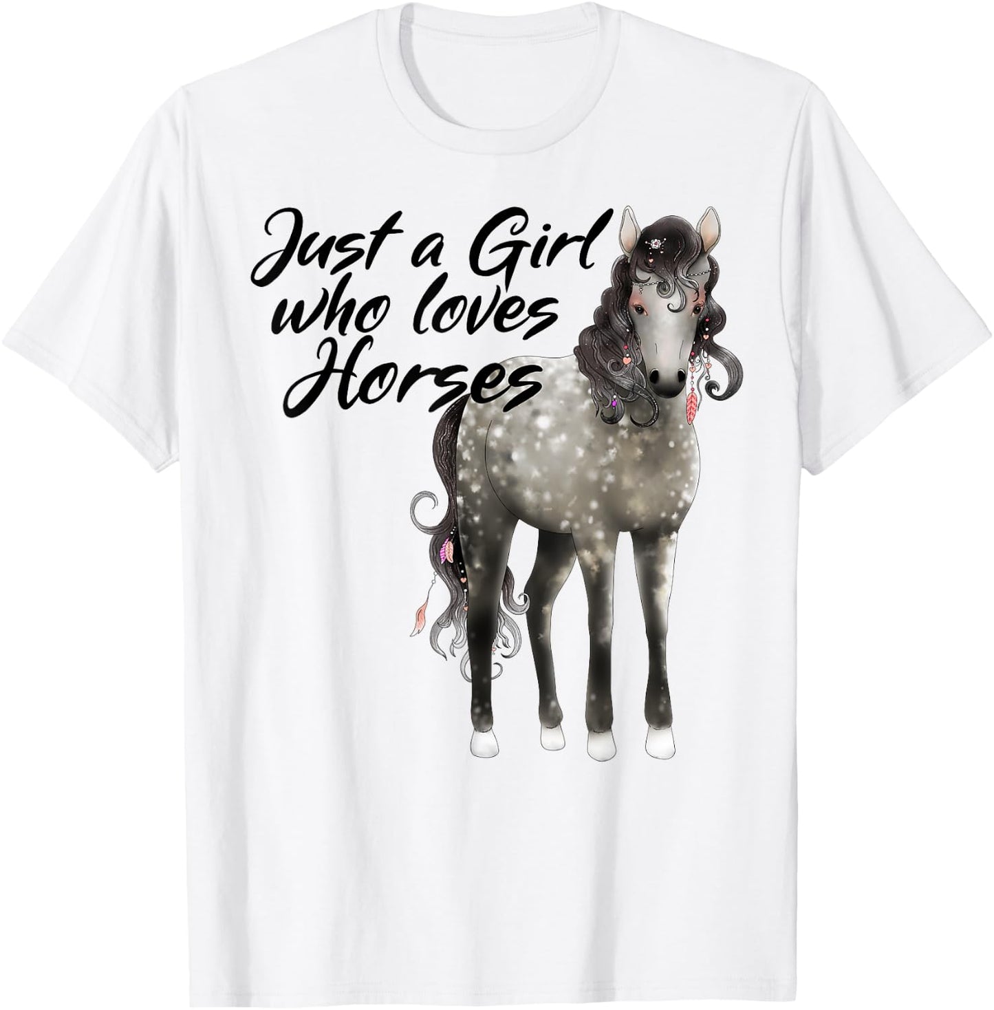 Just a Girl Who Loves Horses Dapple Horse T-Shirt - T-Shirt | White