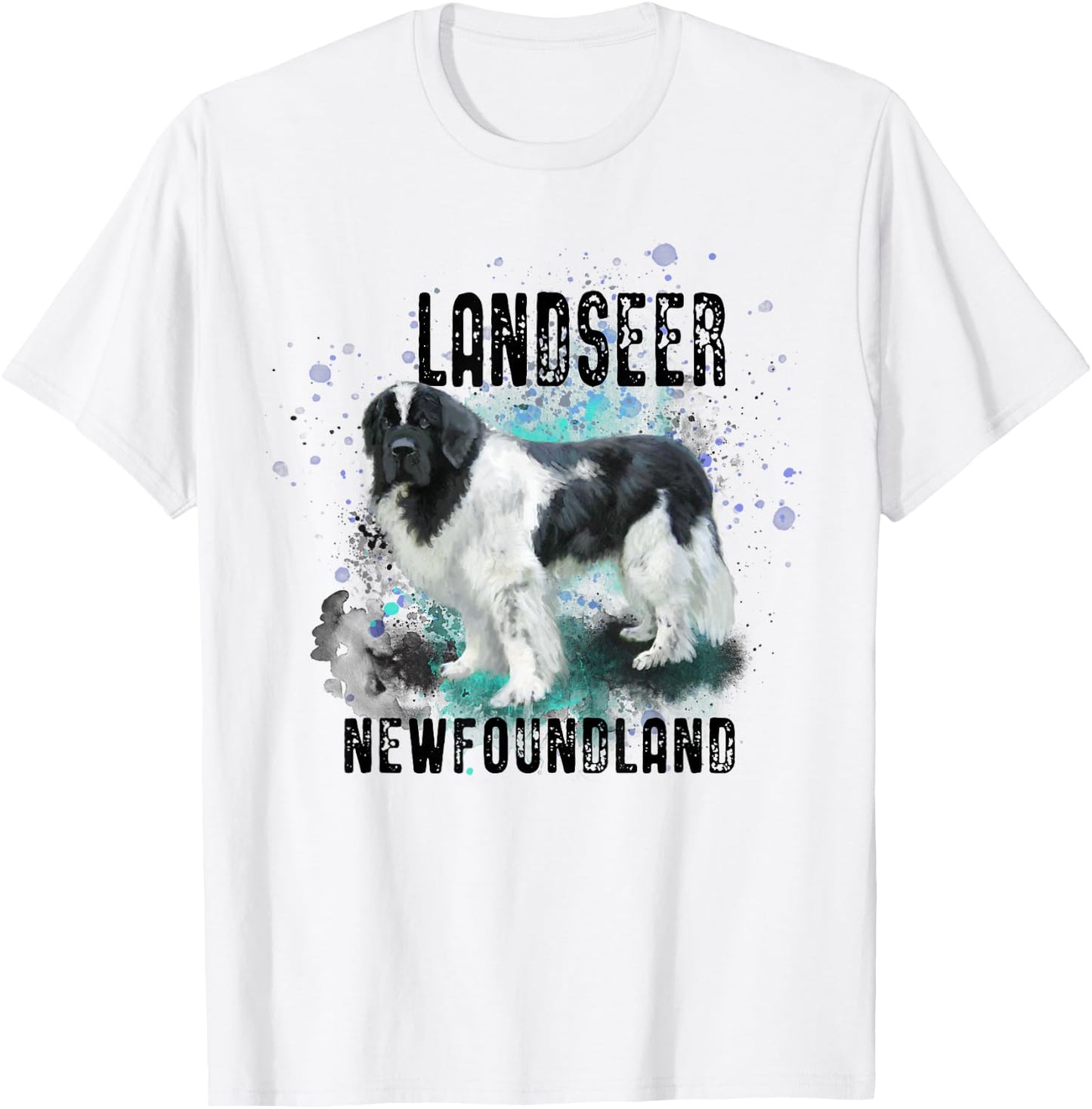 Brightly Painted Landseer Newfoundland Dog Breed T-Shirt - T-Shirt | White
