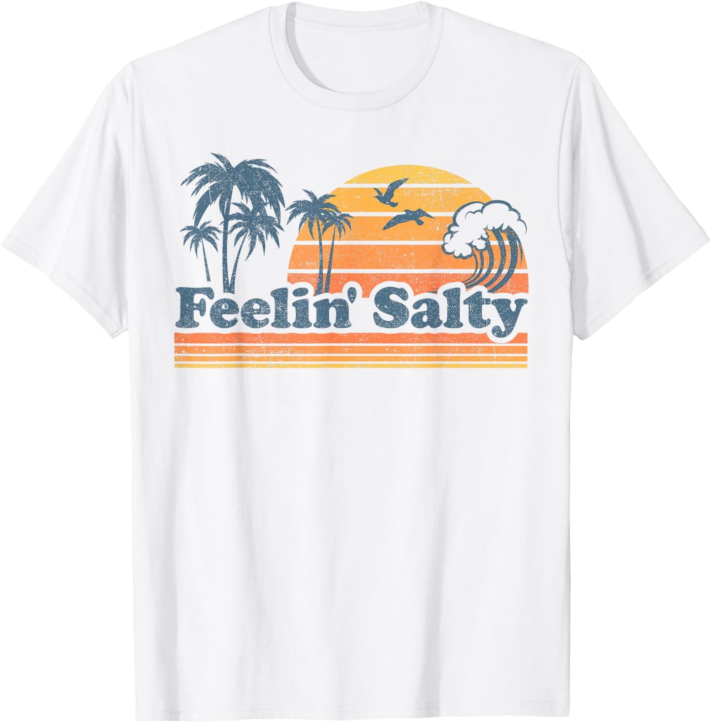 Funny Feelin Salty Beach Summer Vacation Vintage 70's Retro T-Shirt - T-Shirt | White