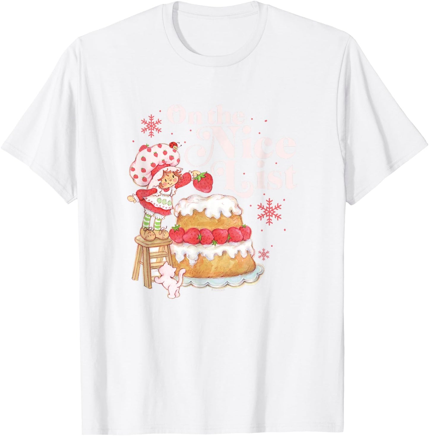 Strawberry Shortcake Christmas On The Nice List Chest Poster T-Shirt - T-Shirt | White