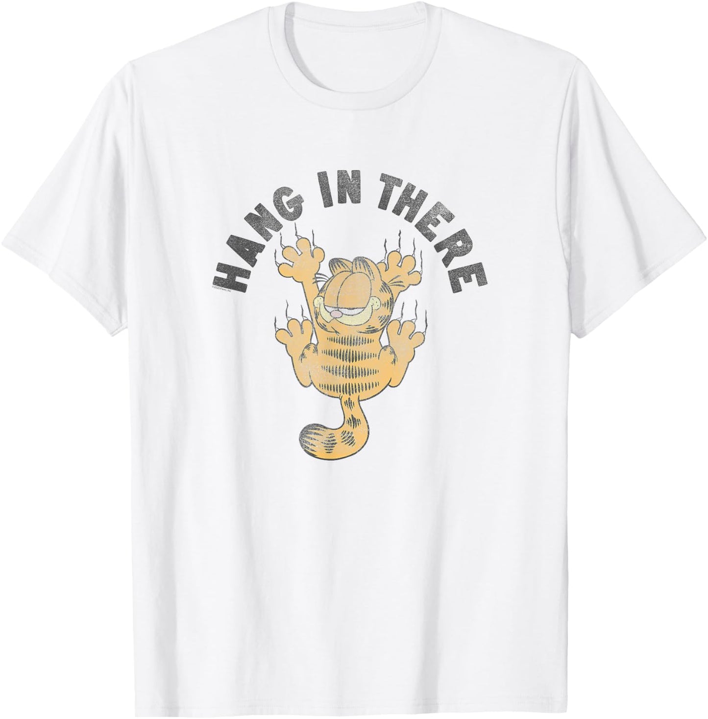 Garfield Hang in There Claw Marks Cartoon Cat T-Shirt - T-Shirt | White