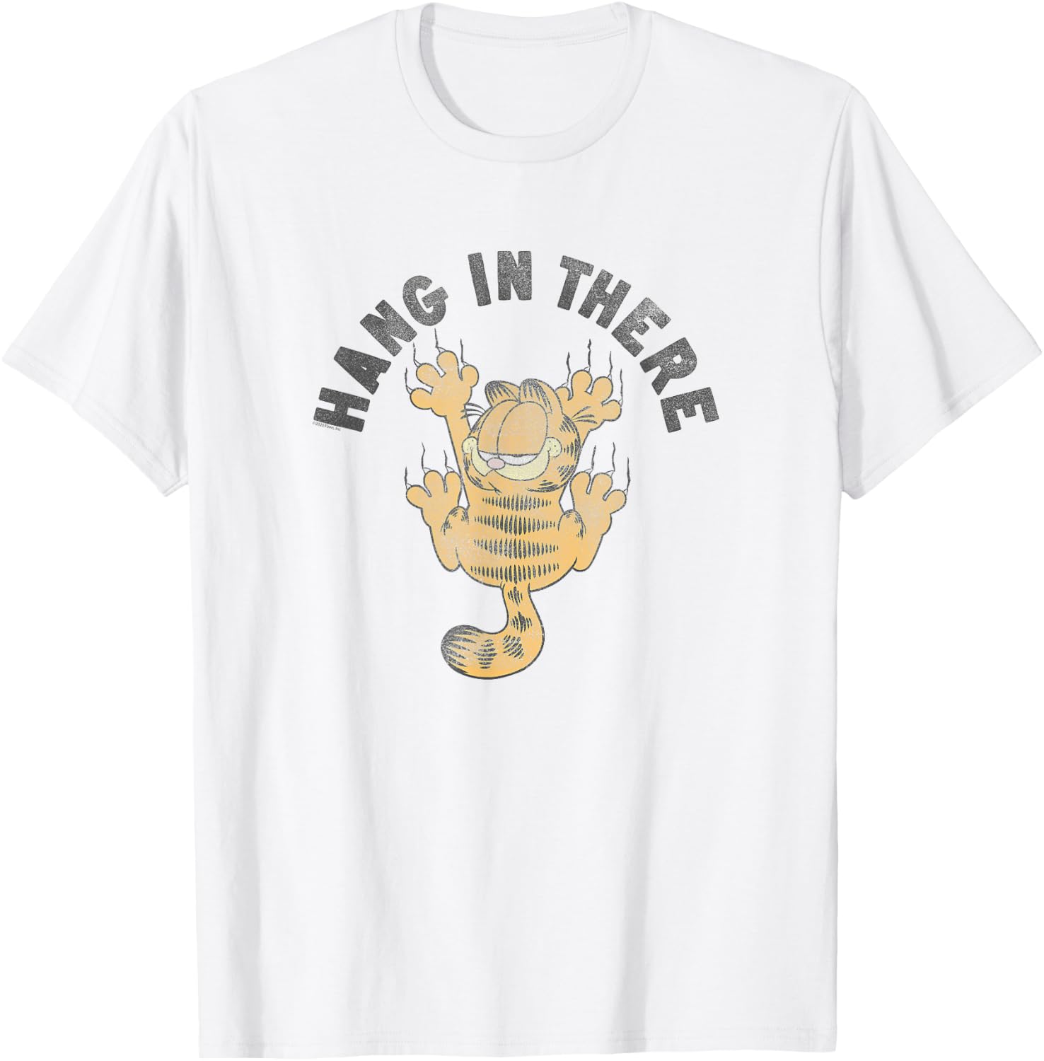 Garfield Hang in There Claw Marks Cartoon Cat T-Shirt - T-Shirt | White