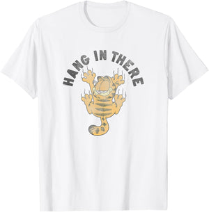 Garfield Hang in There Claw Marks Cartoon Cat T-Shirt - T-Shirt | White