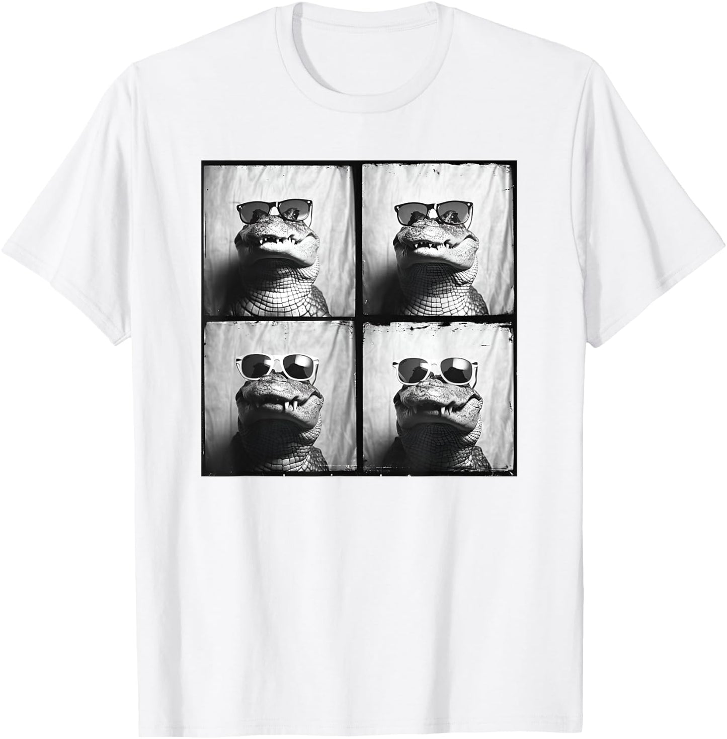 Crocodile Wearing Sunglasses Quirky Alligator Funny Animal T-Shirt - T-Shirt | White