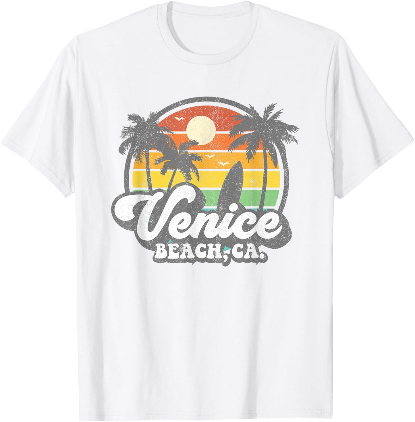 Vintage Venice Beach California CA Surfing Retro Surf Gift T-Shirt - T-Shirt | White