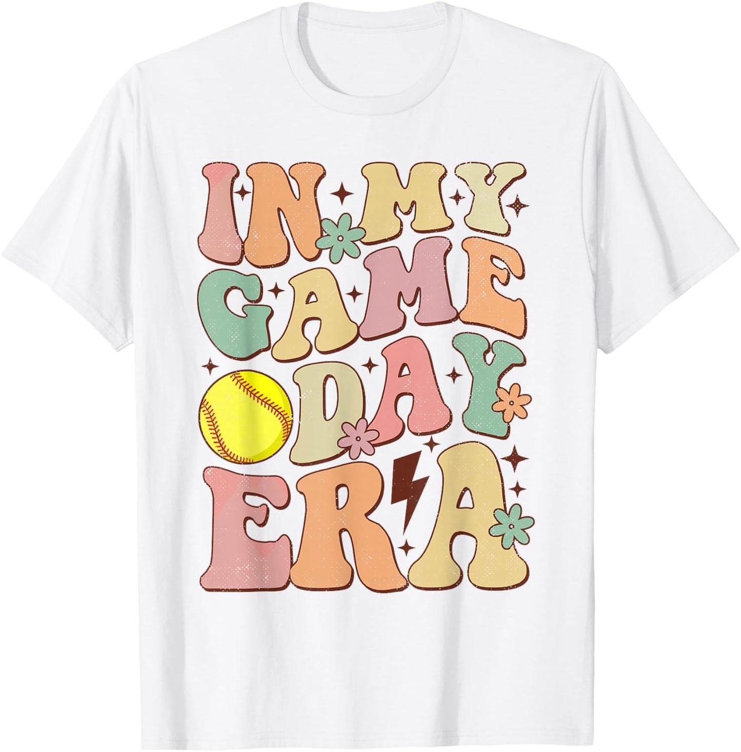 Groovy In My Game Day Era Softball Game Day Vibes Women Girl T-Shirt - T-Shirt | White
