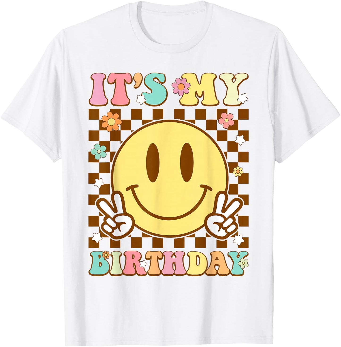 It's My Birthday Men Women Boys Girls Kid Retro Groovy Bday T-Shirt - T-Shirt | White