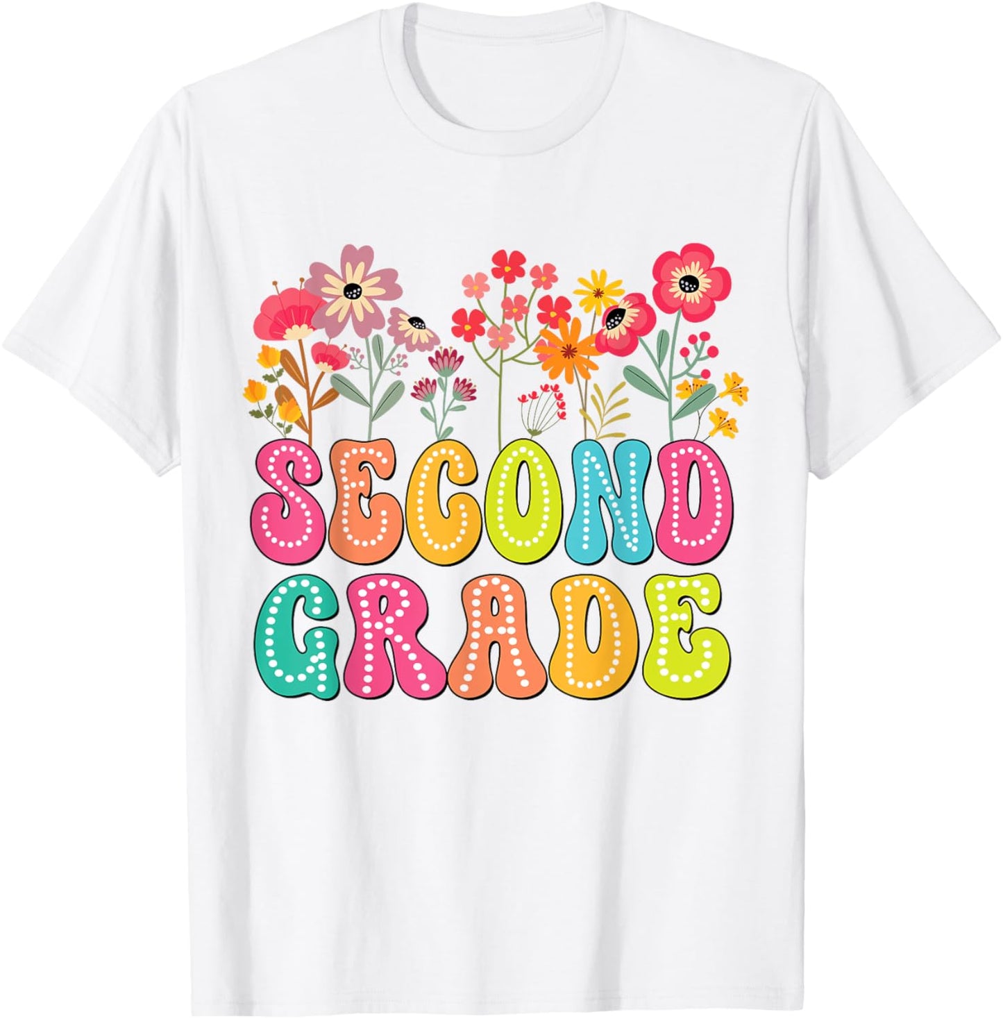 2nd Second Grade Teacher Back To School Floral Outfits T-Shirt - T-Shirt | White