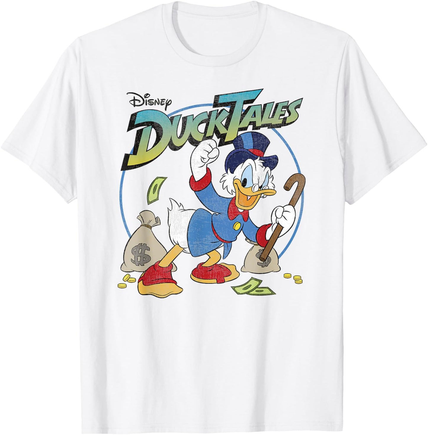 Disney DuckTales Scrooge McDuck With Money Bags Logo T-Shirt - T-Shirt | White