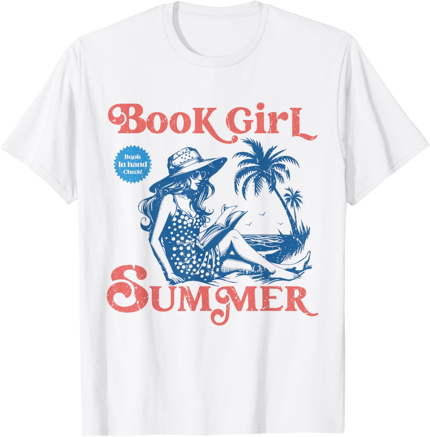 Girl Reading Book Summer Funny Beach Vacation For Book Lover T-Shirt - T-Shirt | White