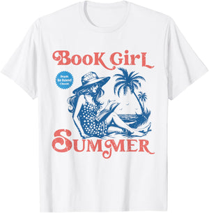 Girl Reading Book Summer Funny Beach Vacation For Book Lover T-Shirt - T-Shirt | White