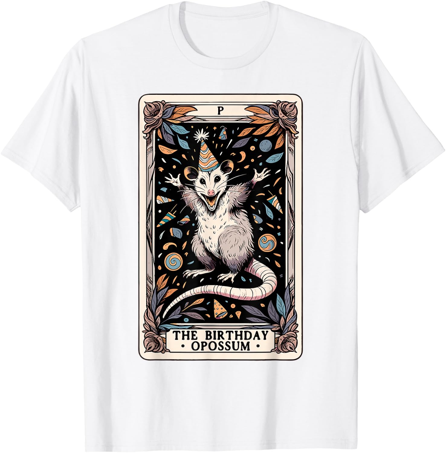 The Birthday Opossum Tarot Card Opossum T-Shirt - T-Shirt | White