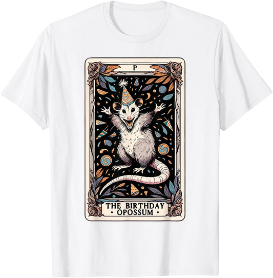 The Birthday Opossum Tarot Card Opossum T-Shirt - T-Shirt | White