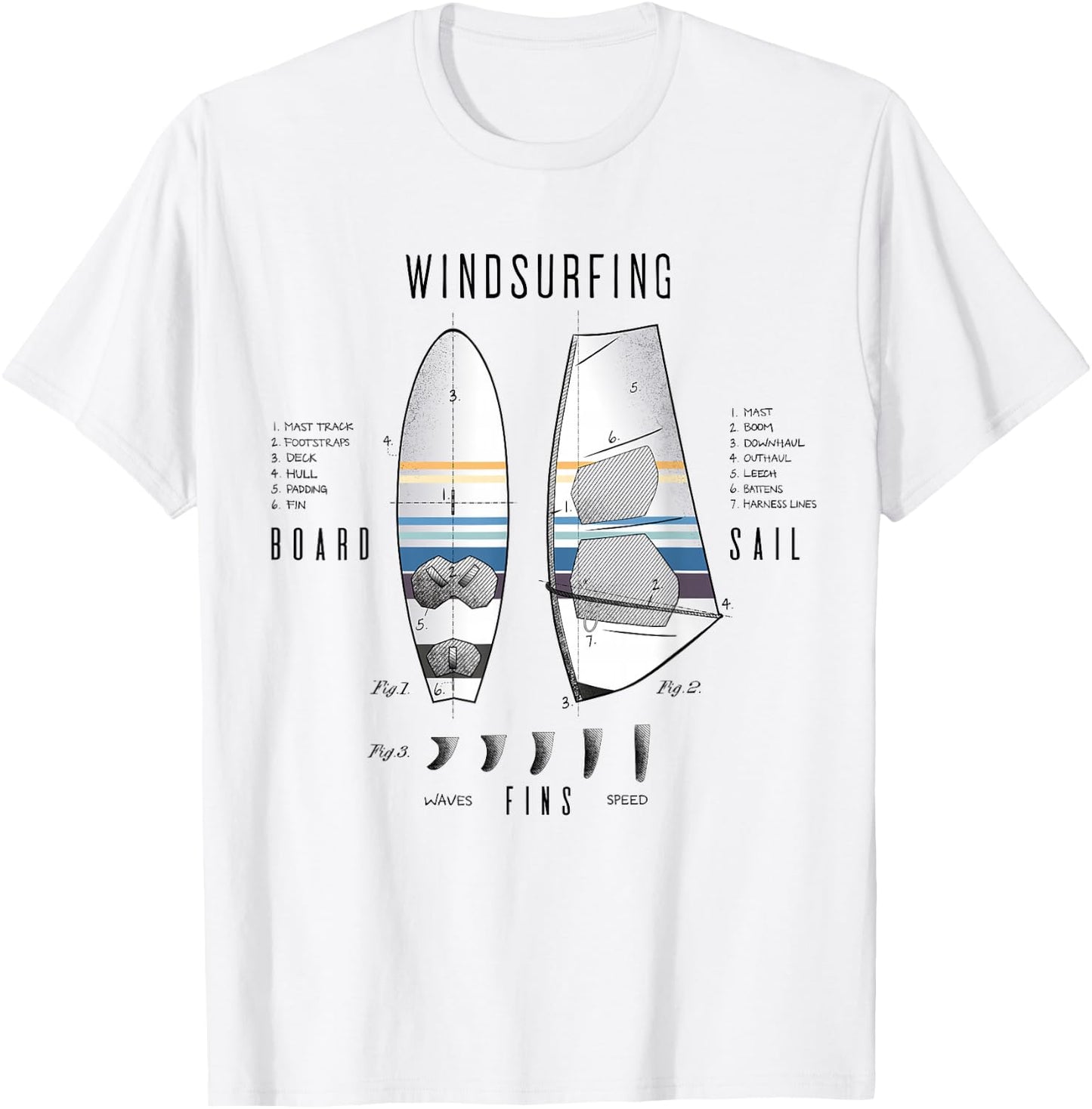 Windsurfing Equipment Gear Board Sail Fins Lexicon Legend T-Shirt - T-Shirt | White