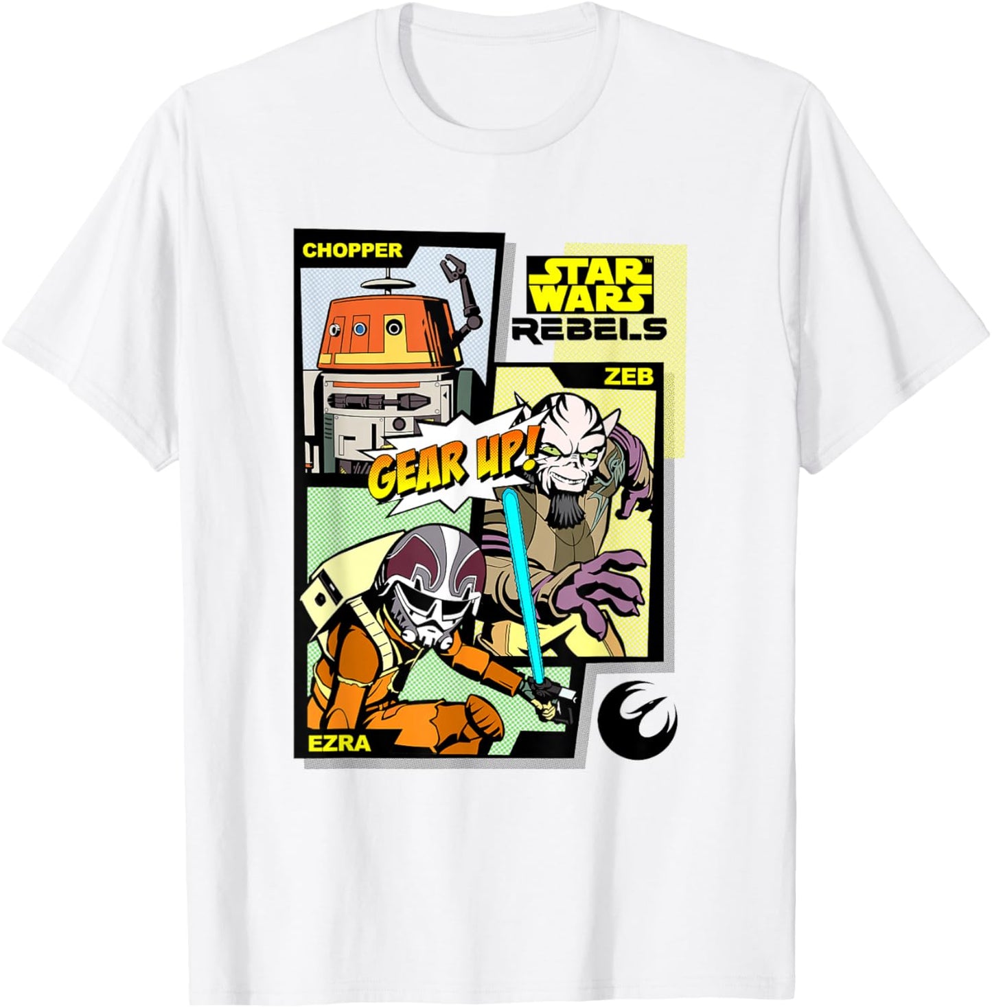 Star Wars Rebels Gear Up! Chopper Ezra & Zeb Comic Panels T-Shirt - T-Shirt | White