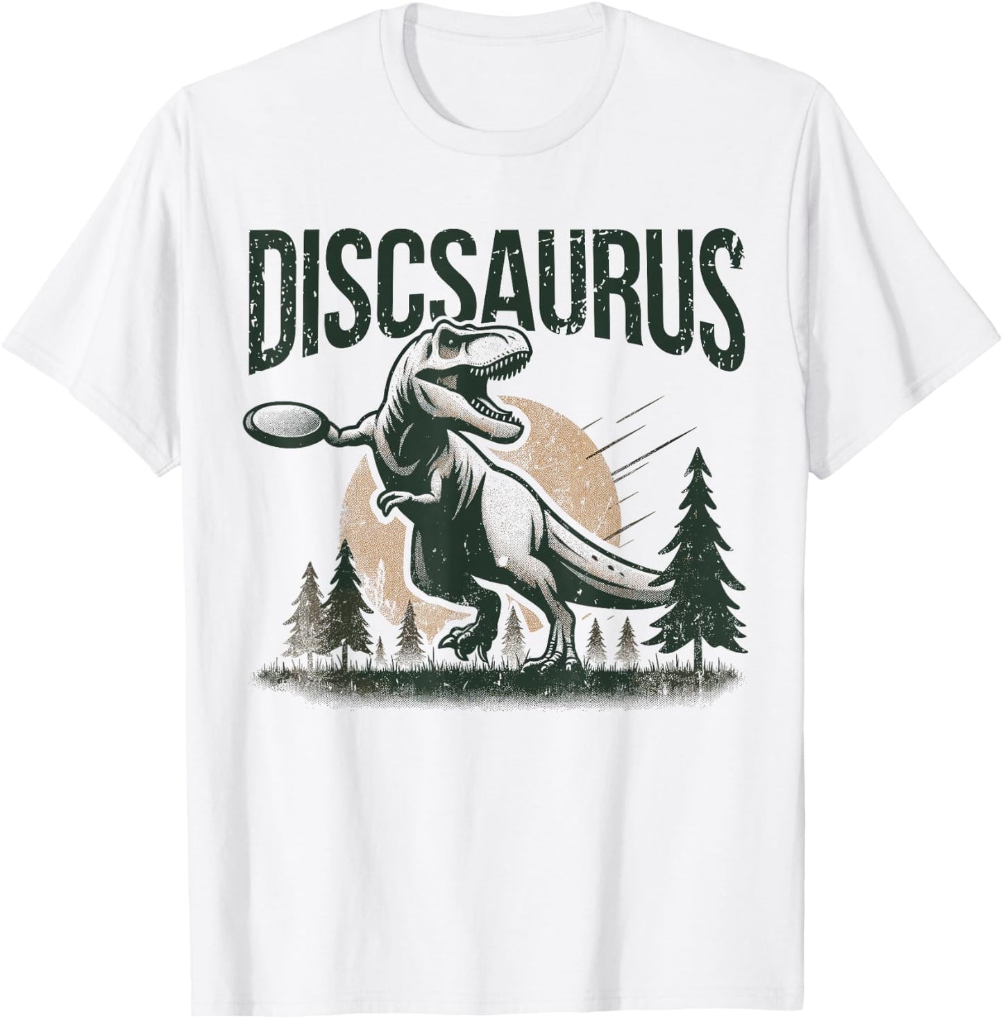 Disc Golfer I Dinosaur T-Rex Discsaurus Disc Golf Player T-Shirt - T-Shirt | White