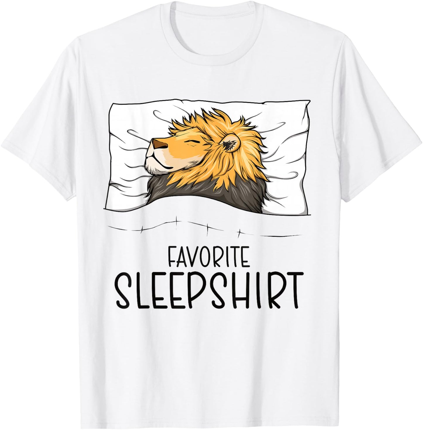 Favorite Sleepshirt Lion, Napping Lion Pajama T-Shirt - T-Shirt | White